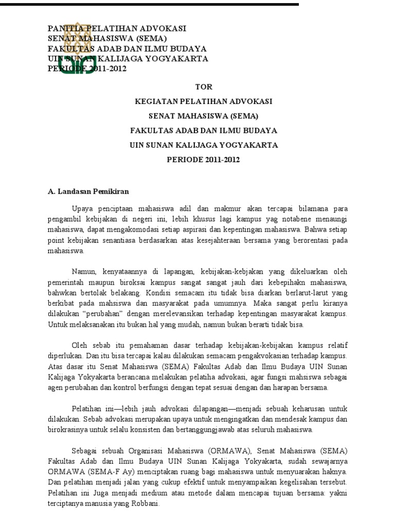Prosal Pelatihan Advokasi Pdf