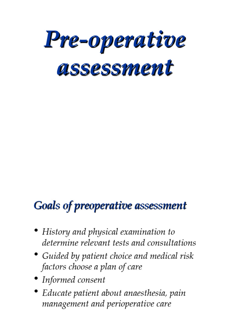 Preoperative Assessment Goals and Risks | PDF | Coronary Artery Disease ...