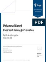 J.P. Morgan Investment Banking Internship Certificate