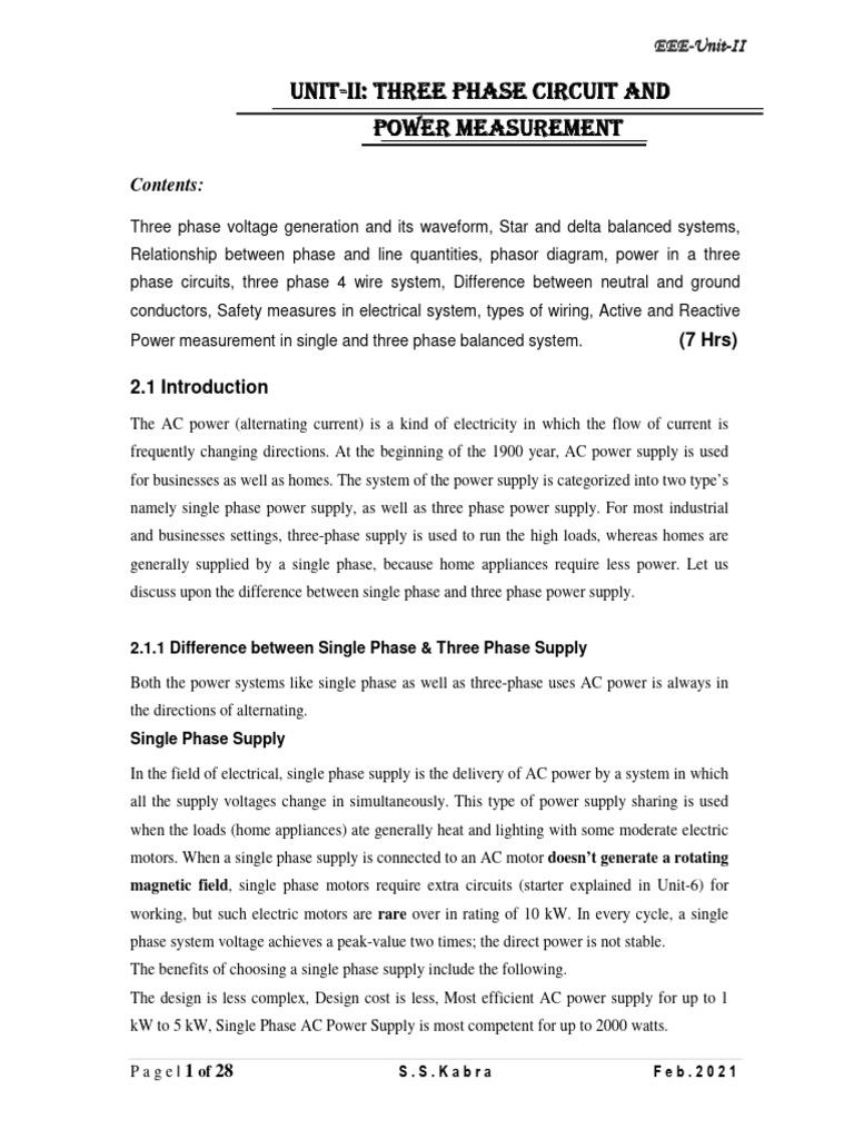 Three Phase Circuit Power Measurement | PDF | Alternating Current ...