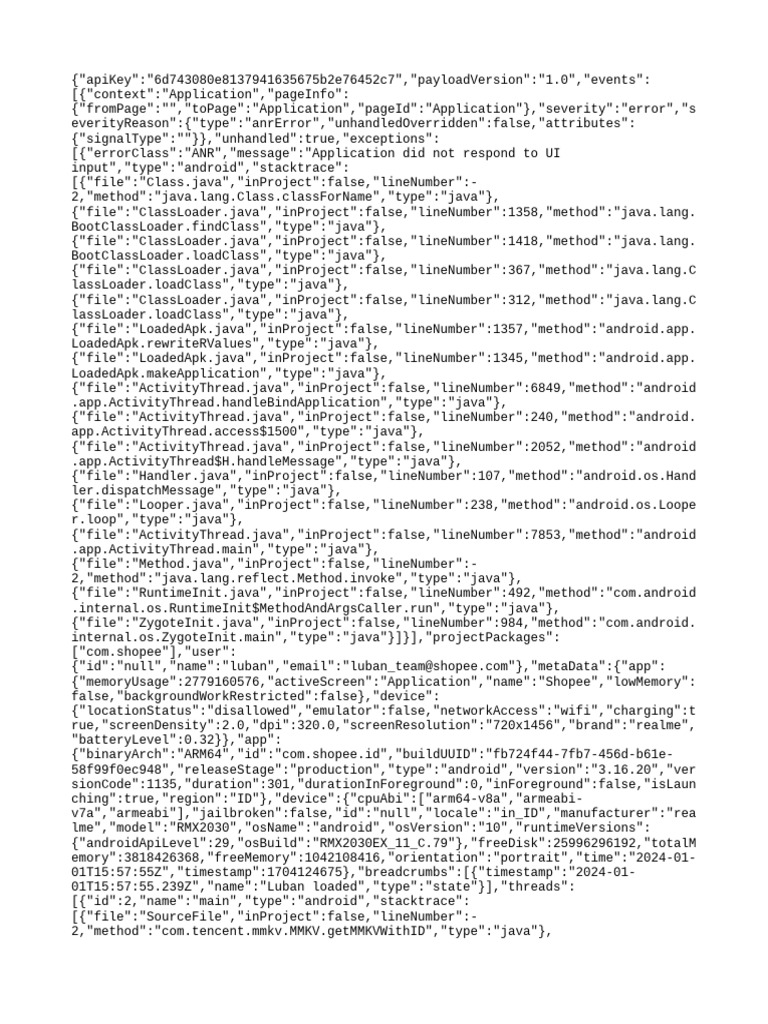 ANR Error Report for Shopee App | PDF