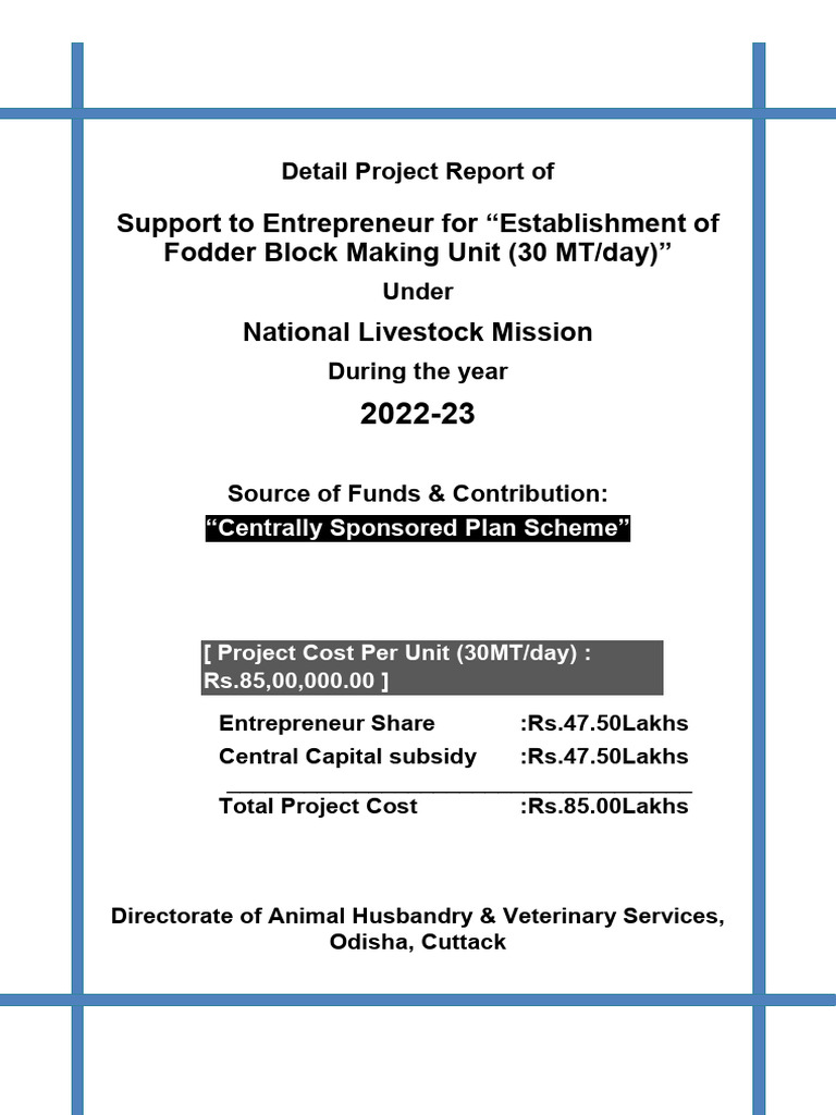 Fodder Block Making Unit Project Report | PDF | Agriculture | Dairy