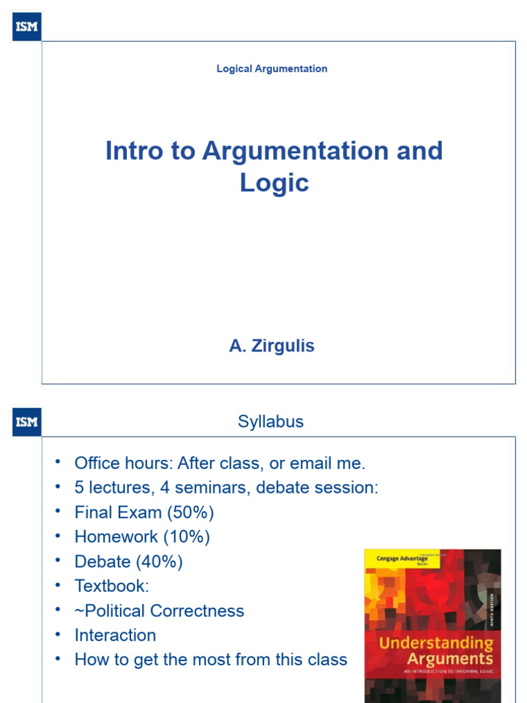 Logic 1 Lecture | PDF | Logic | Argument