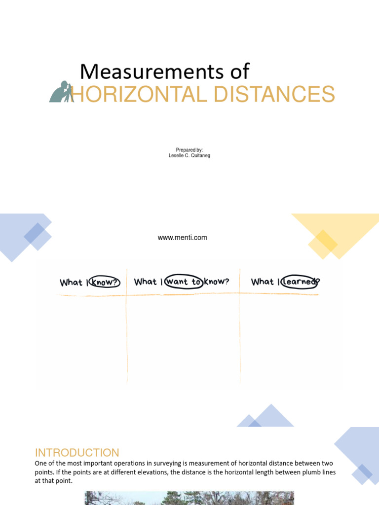 Horizontal Distance Measurement Techniques | PDF | Technology & Engineering