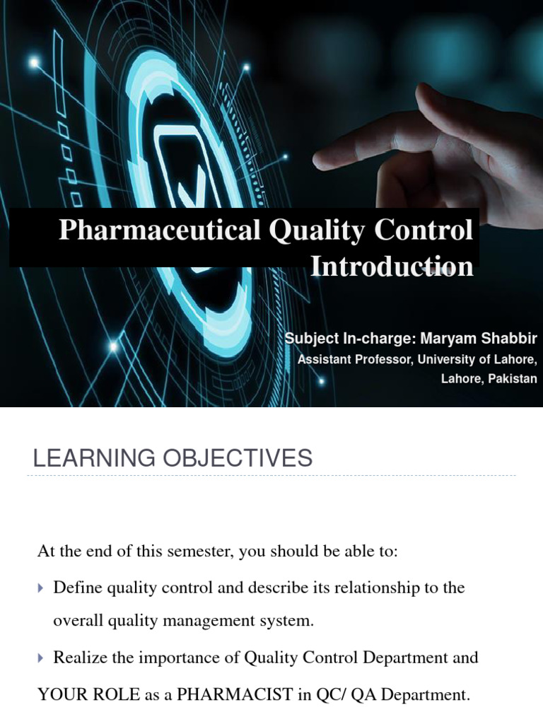 Pharmaceutical Quality Control PDF Quality Assurance Business Process