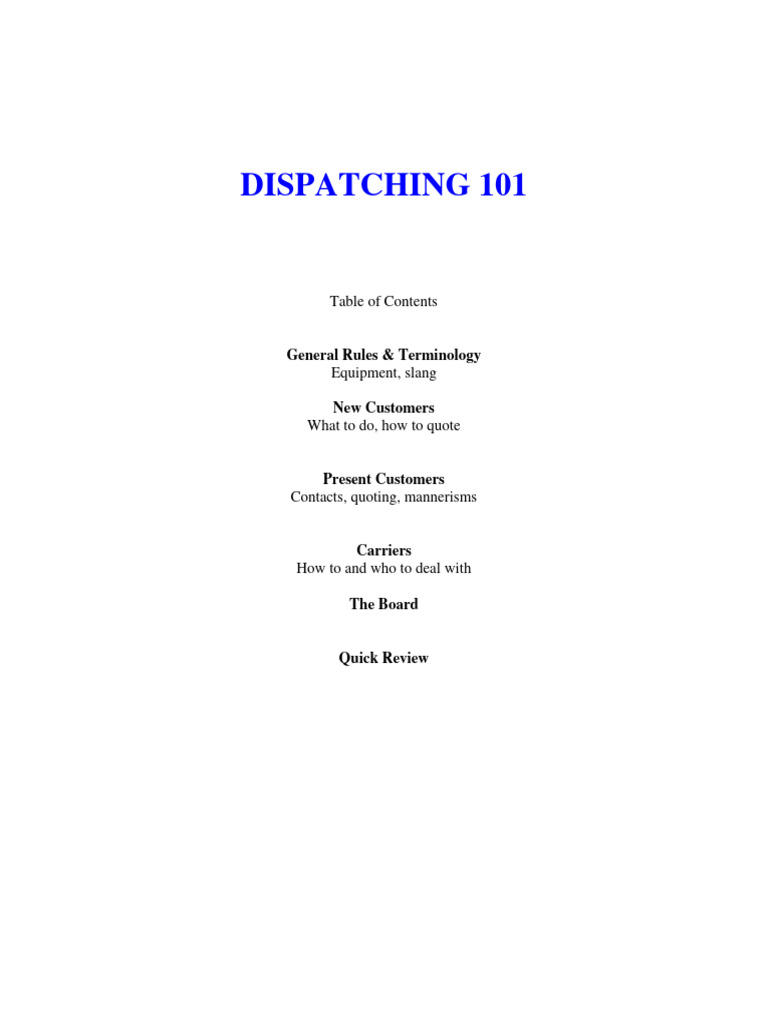 Dispatchers Guide (Trucking Dispatchers) | PDF