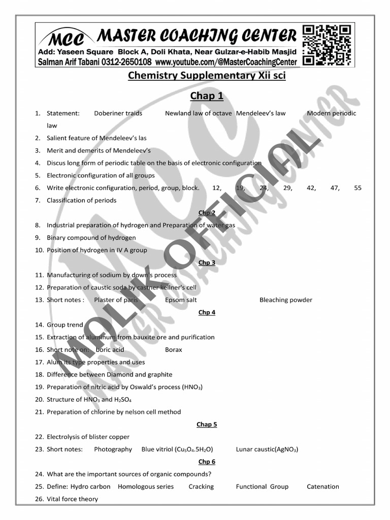 Xii Chemistry (Supply) Guess Paper 2023 (Mee) PDF