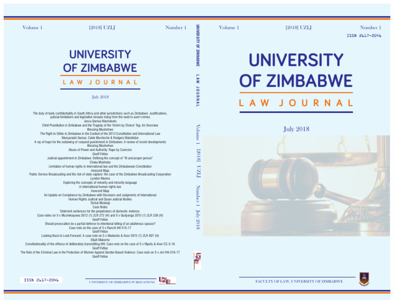 UZ Law Journal: July 2018 Edition | PDF | Zimbabwe | Domestic Violence