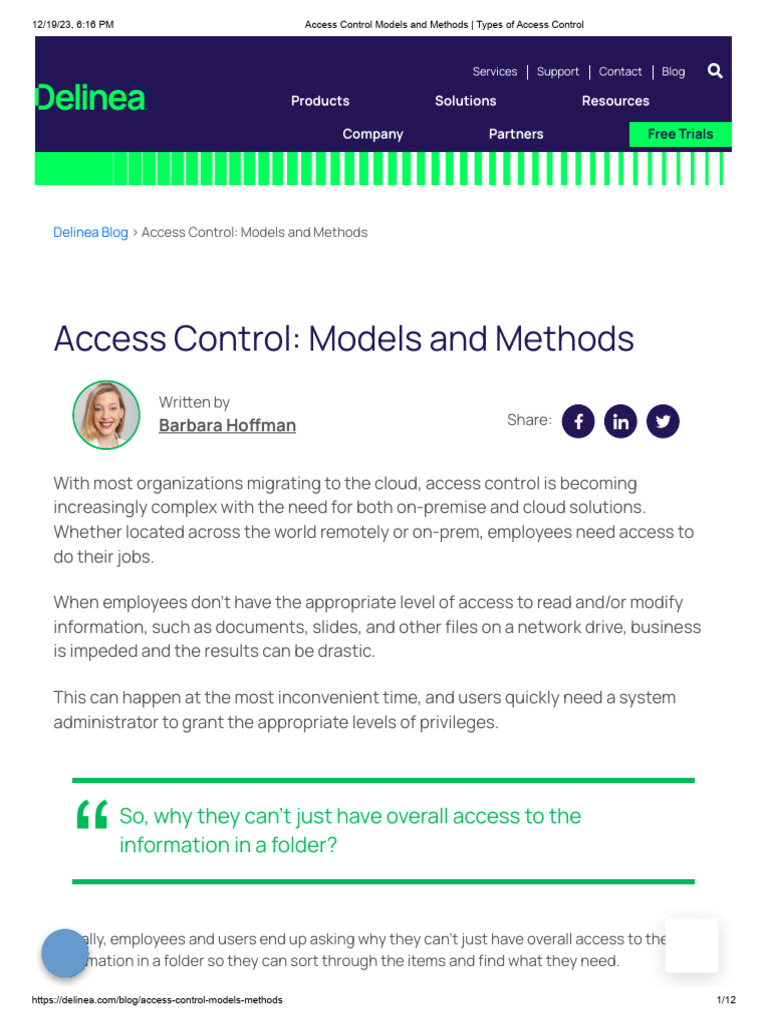 Access Control Models and Methods - Types of Access Control | PDF ...