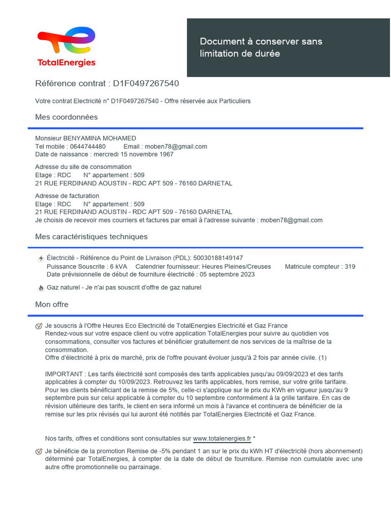 Contrat Électricité PDF — free download