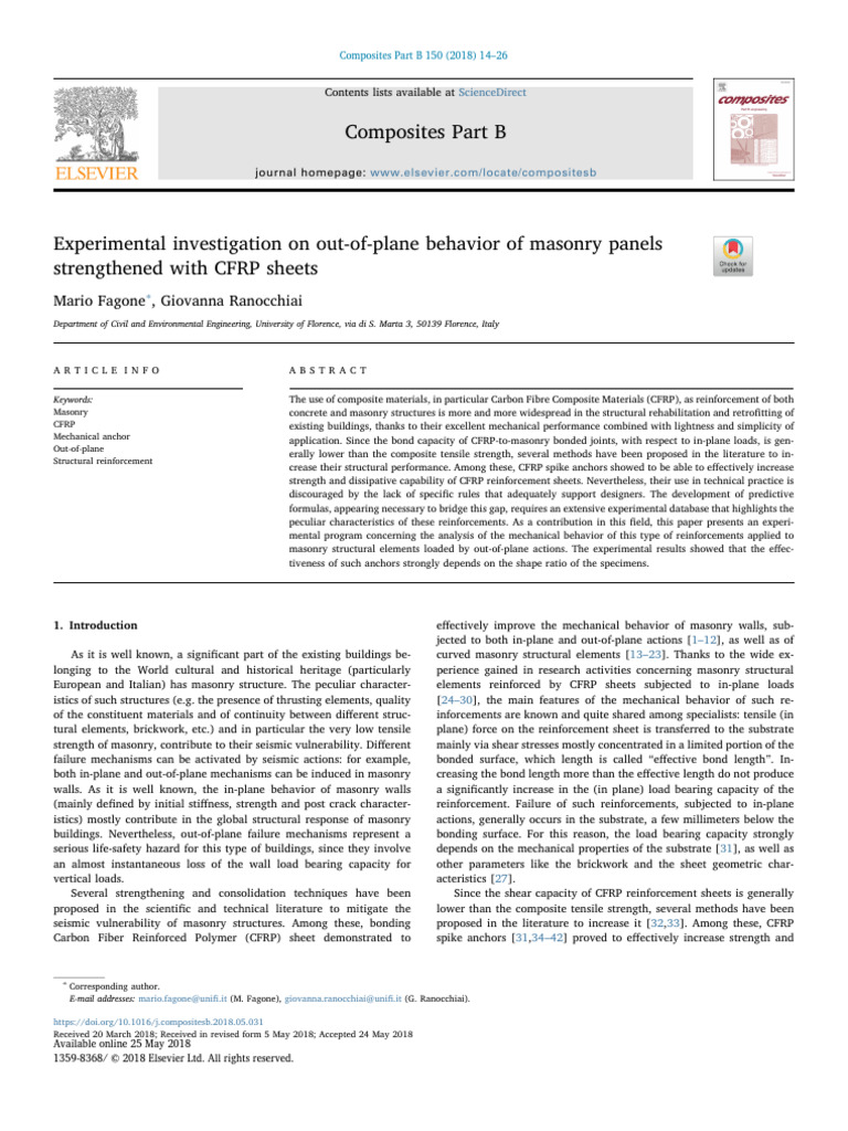 Experimental Investigation On Out-Of-Plane Behavior of Masonry Panels ...