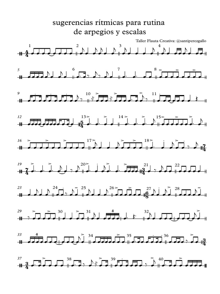 Sugerencias Rítmicas para Rutina de Arpegios y Escalas - Partitura ...