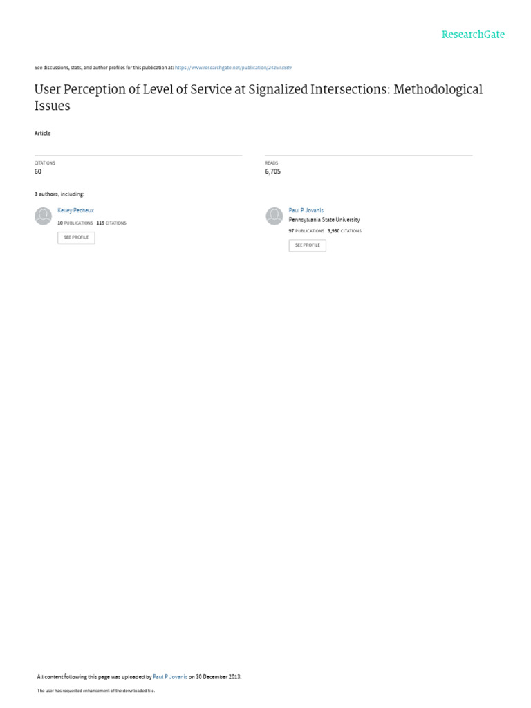 User Perception of Level of Service at Signalized | PDF | Time ...