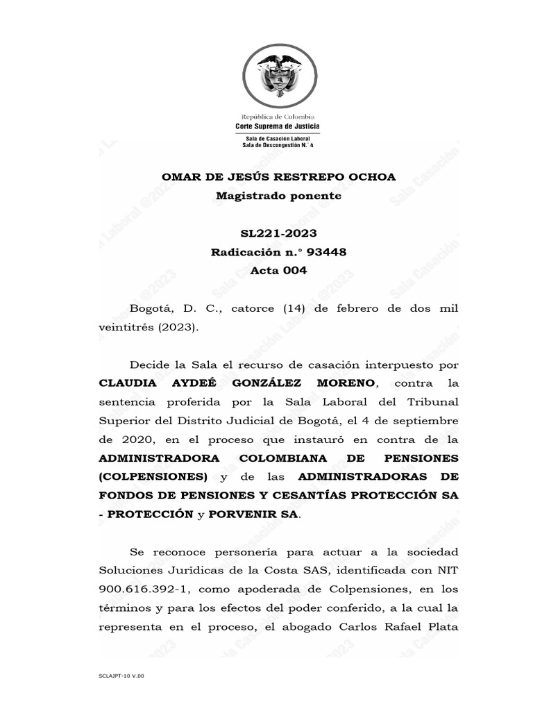 SL221 2023 | PDF | Pensión | Sentencia (ley)