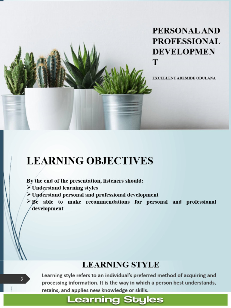 Personal and Professional Development | PDF | Learning | Learning Styles
