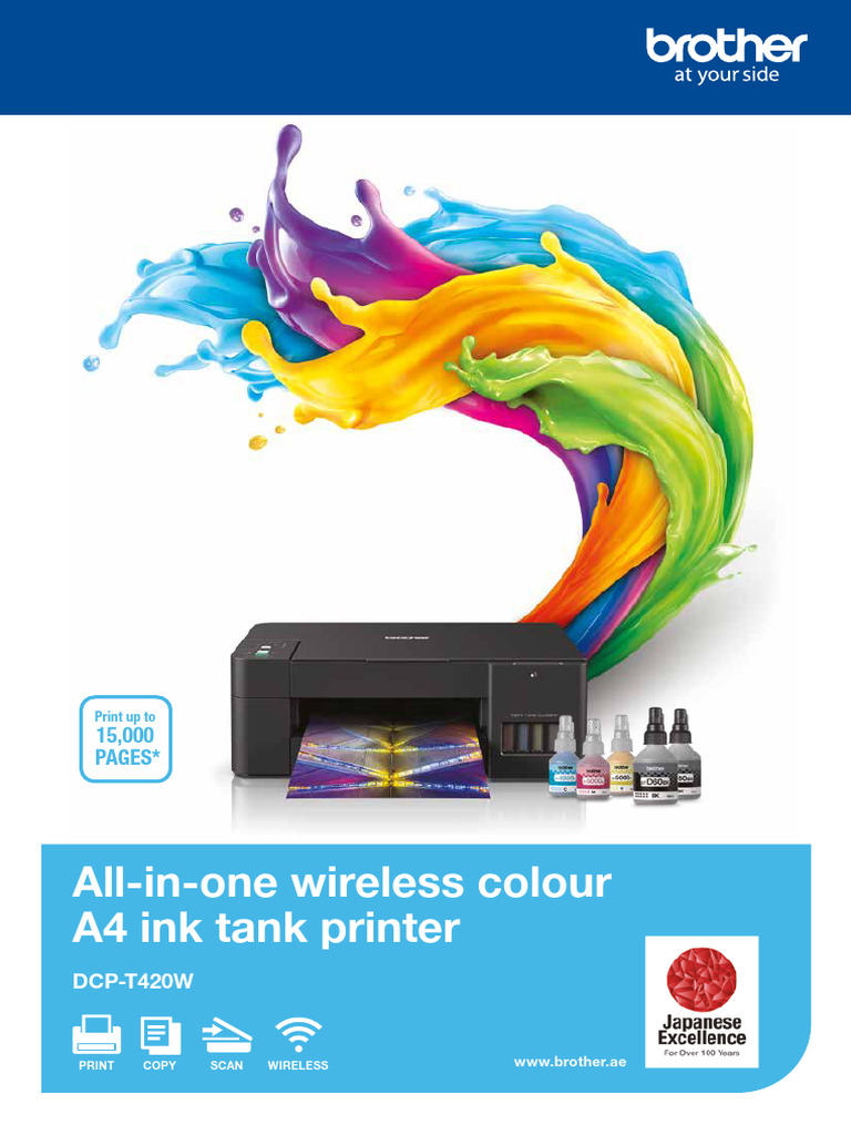 En DCP T420W Ink Tank Printer | PDF | Image Scanner | Printer (Computing)
