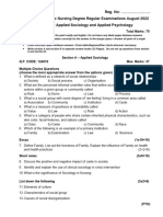 Reg. No: ... First Semester B.SC Nursing Degree Regular Examinations August 2022 Paper III - Applied Sociology and Applied Psychology