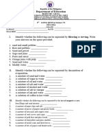 Long Quiz Method of Separating Mixture