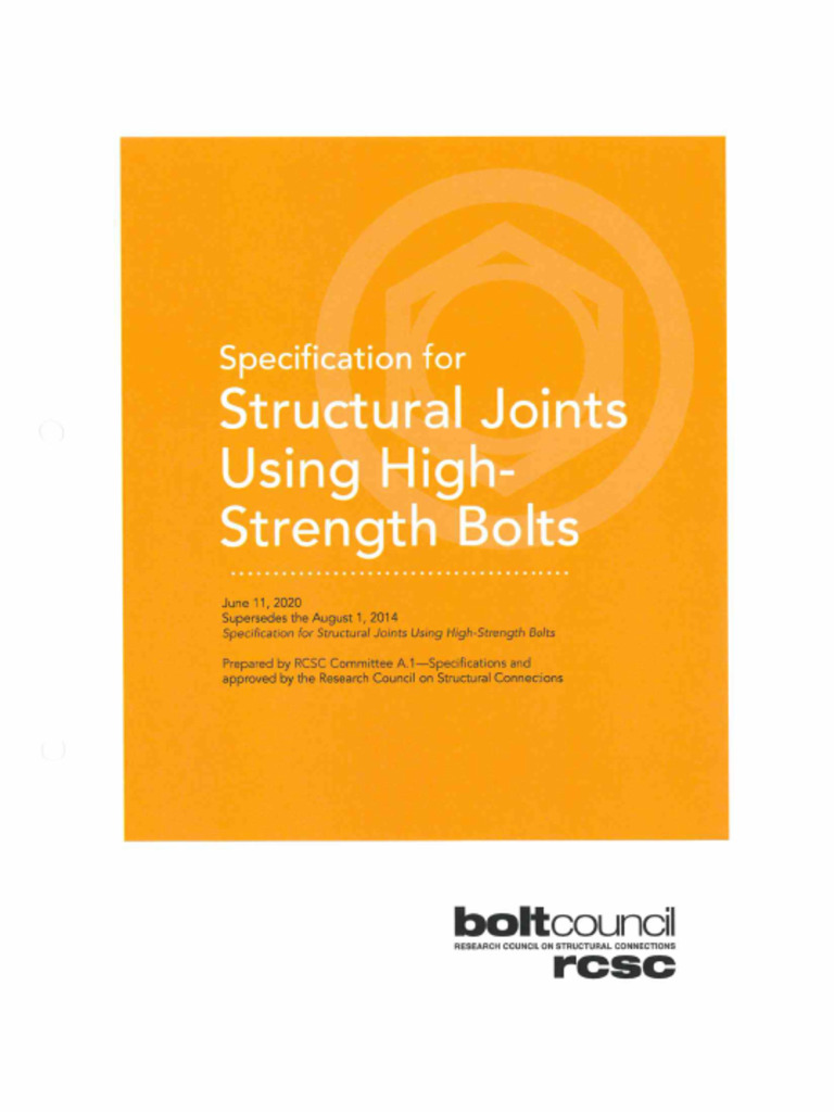 Specification For Structural Joints Using HighStrength Bolts PDF