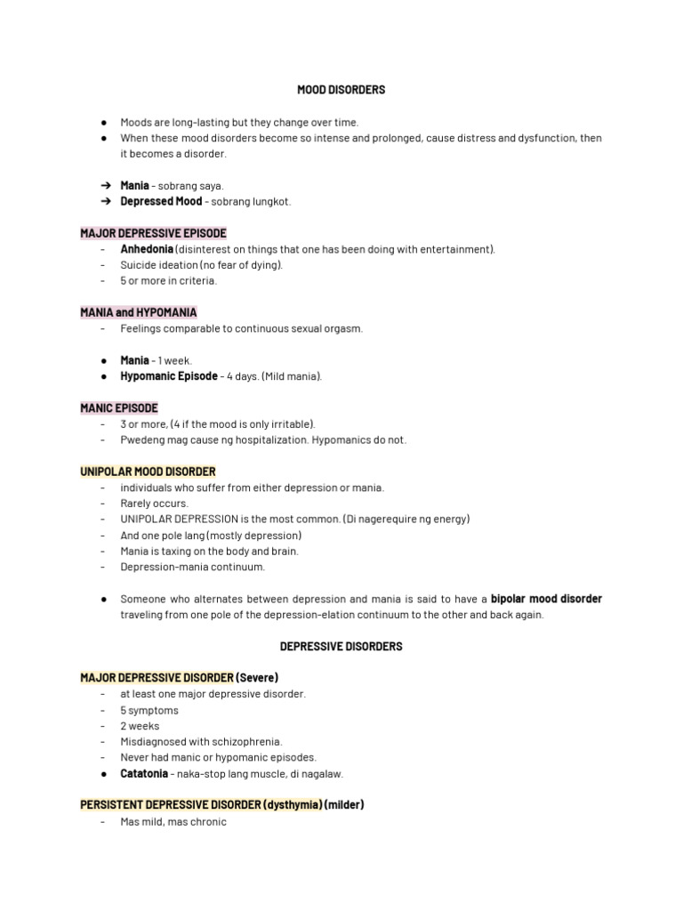 Mood Disorders | PDF | Bipolar Disorder | Major Depressive Disorder