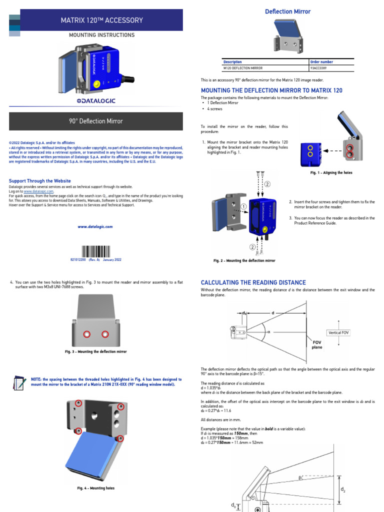 Matrix 120 90° Mirror Mounting Instructions (ENG) | PDF