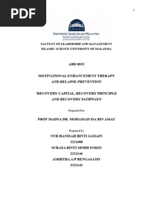 Recovery capital, recovery principle and pathway