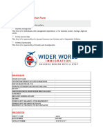 Technical Evaluation Form (Wider World Immigration)