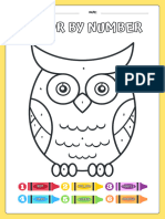 Color by Number Owl Activity Coloring Worksheet
