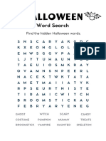 Halloween Word Search Worksheet in Black and White Cute Style