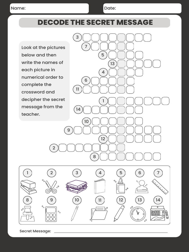 Back to School Secret Message Puzzle | PDF | Puzzles | Word Puzzles