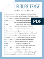 Simple Future Tense Worksheet in Blue White Basic Style