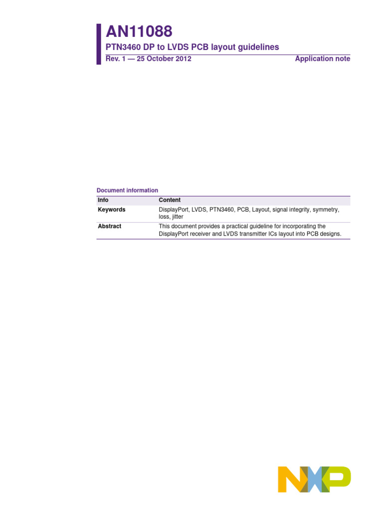 AN11088 LVDS Design Guidelines | PDF | Printed Circuit Board | Computer