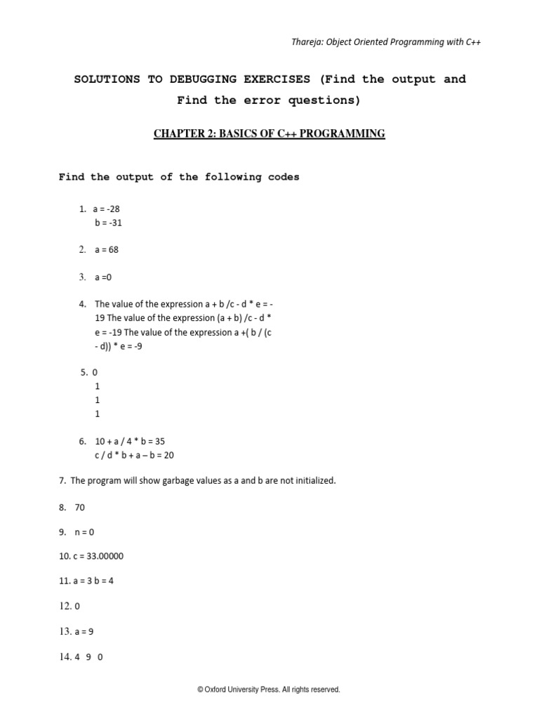 Answers To Debugging Exercises Chap 2 | PDF | Integer (Computer Science ...