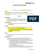 Shareholder Agreement Template