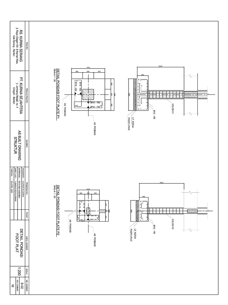Detail Pondasi Footplat | PDF