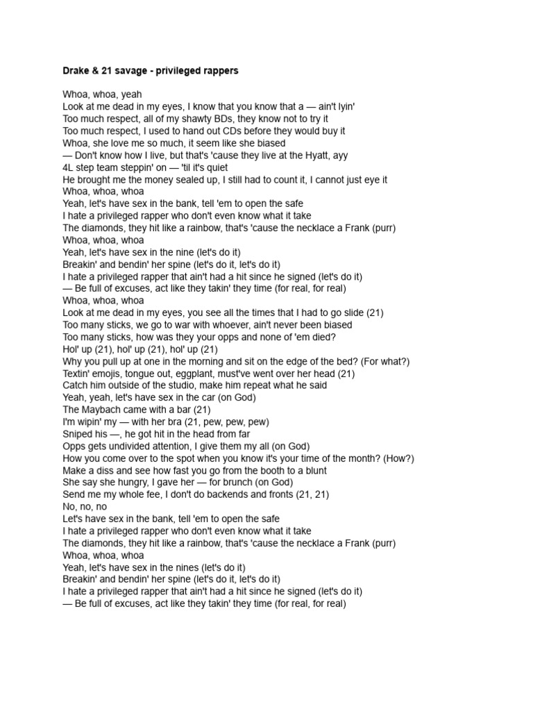 Privileged Rappers: Drake & 21 Savage | PDF