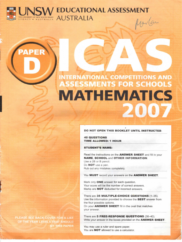 Maths D 2007 | PDF