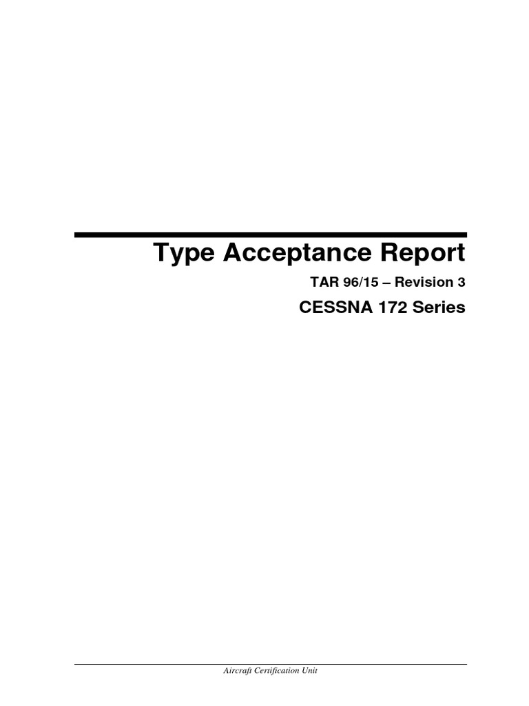 Cessna 172 Series Type Acceptance Report | PDF