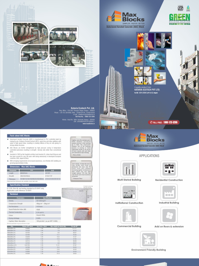 AAC Blocks: Advantages and Specifications | PDF | Technology & Engineering