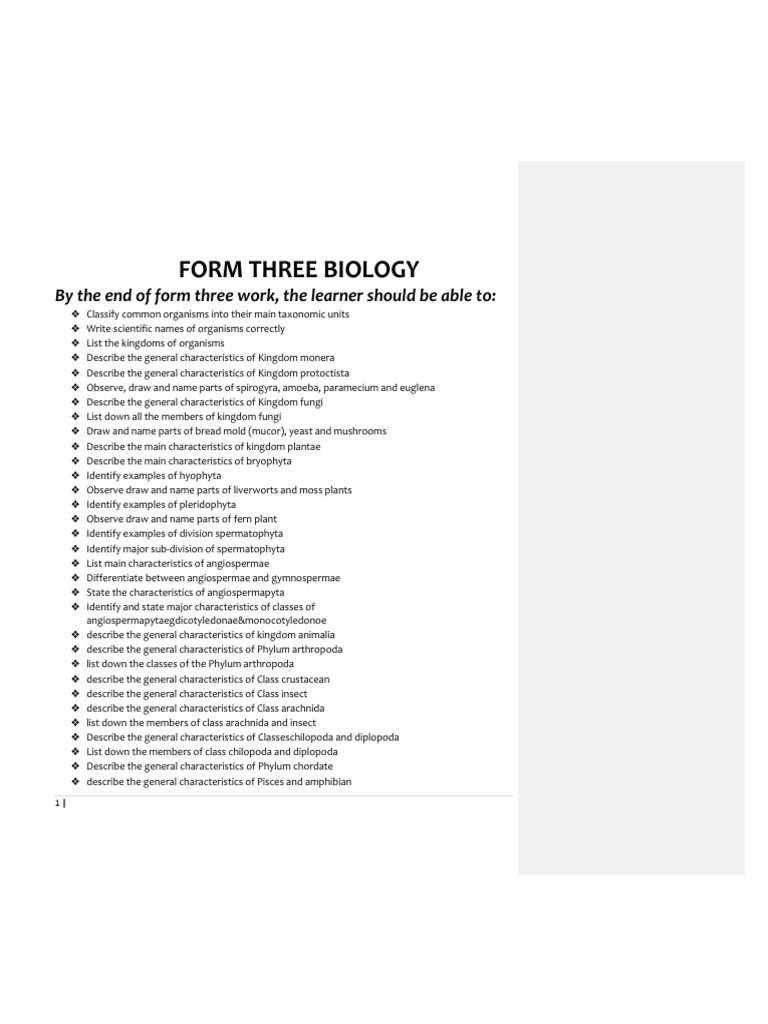 Form Three Biology | PDF