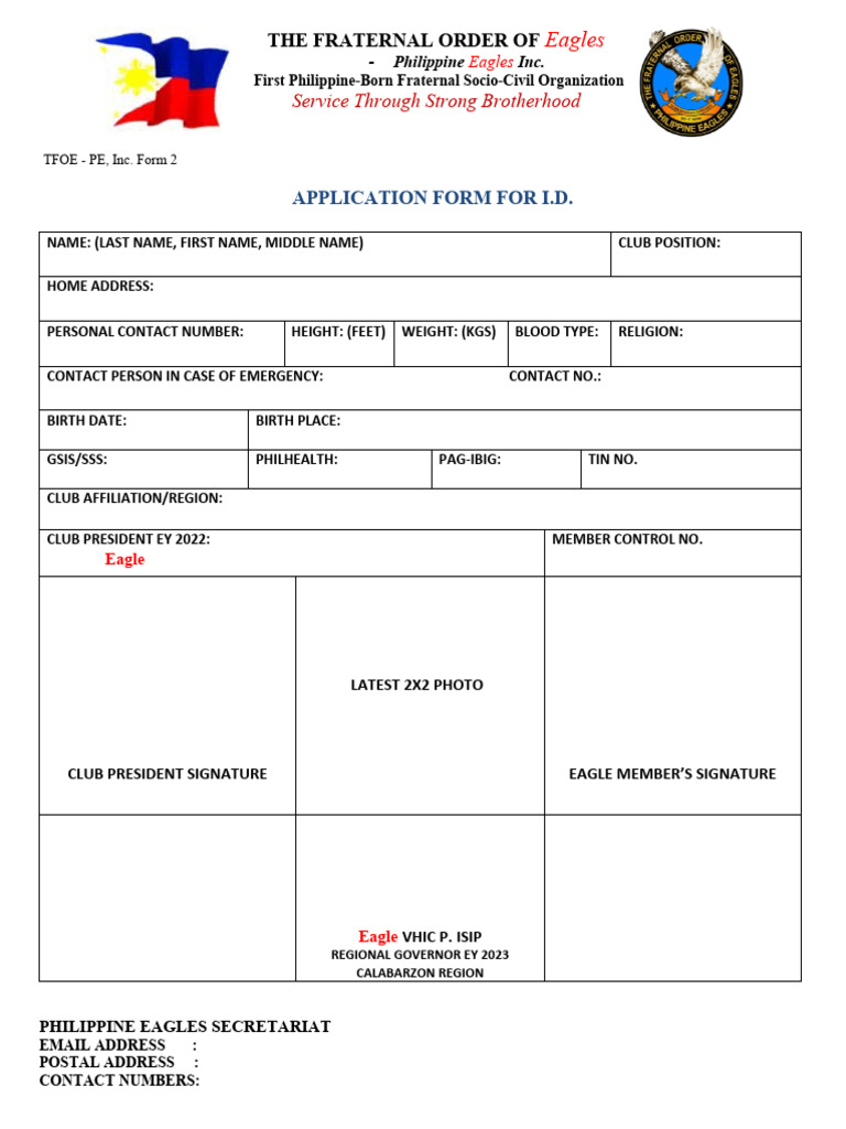 Eagles Membership Application Form | PDF
