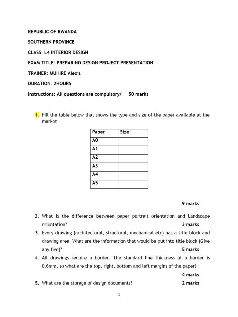 Design Project Presentation Exam Level 4 Interior Design | PDF