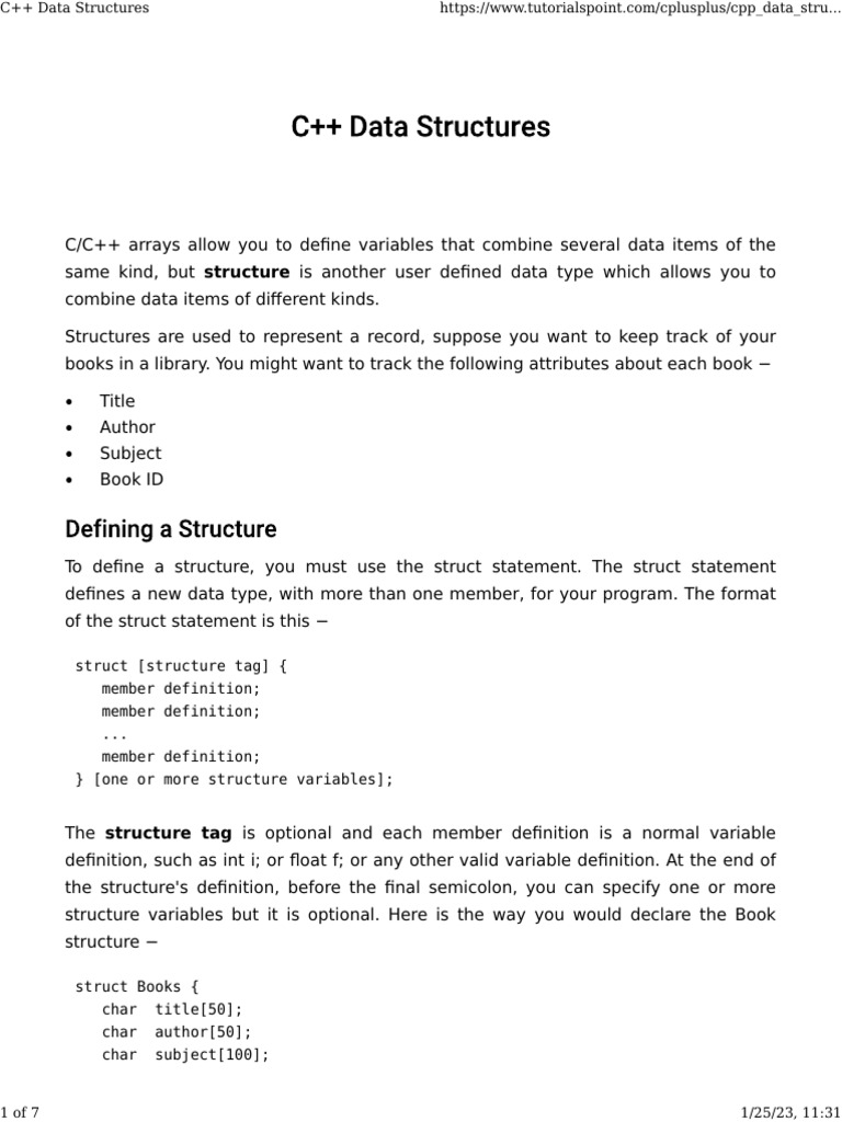 C++ Data Structures | PDF | Pointer (Computer Programming) | C++