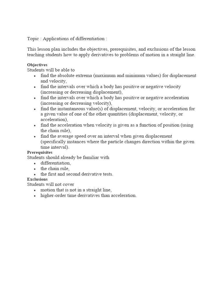 Derivatives in Straight-Line Motion | PDF