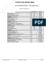 Extrato de Disciplinas: Relações Internacionais - Bacharelado