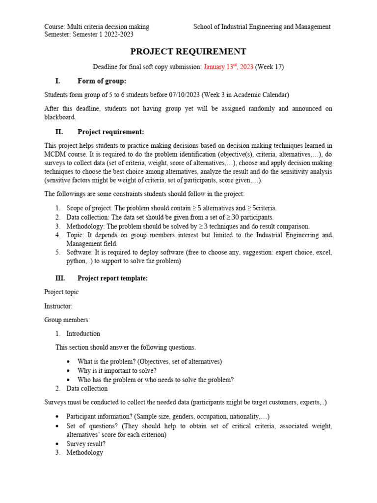 Semester project description pdf decision making data