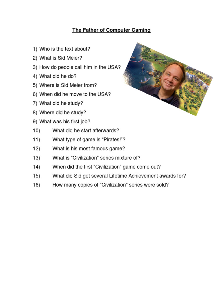 The Father of Computer Gaming questions and answers PDF