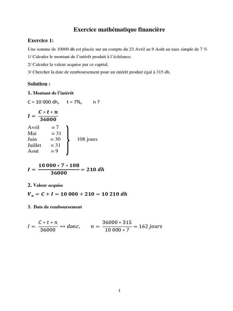 Exercice Math Fin Corrigé À Envoyé | PDF | Secteur privé | Macroéconomie
