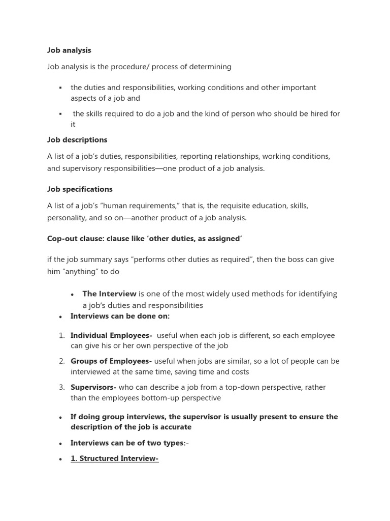 Job analysis pdf employment top down and bottom up design