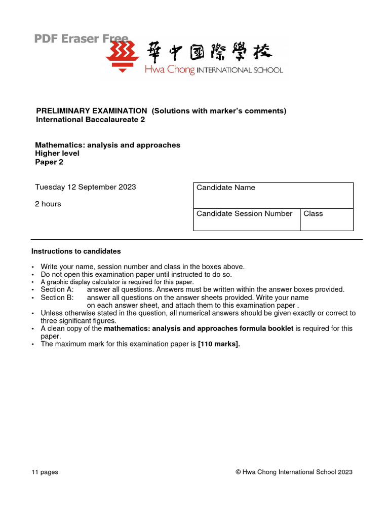 Ib2 2023 Prelim Math P2 Pdf Mathematics